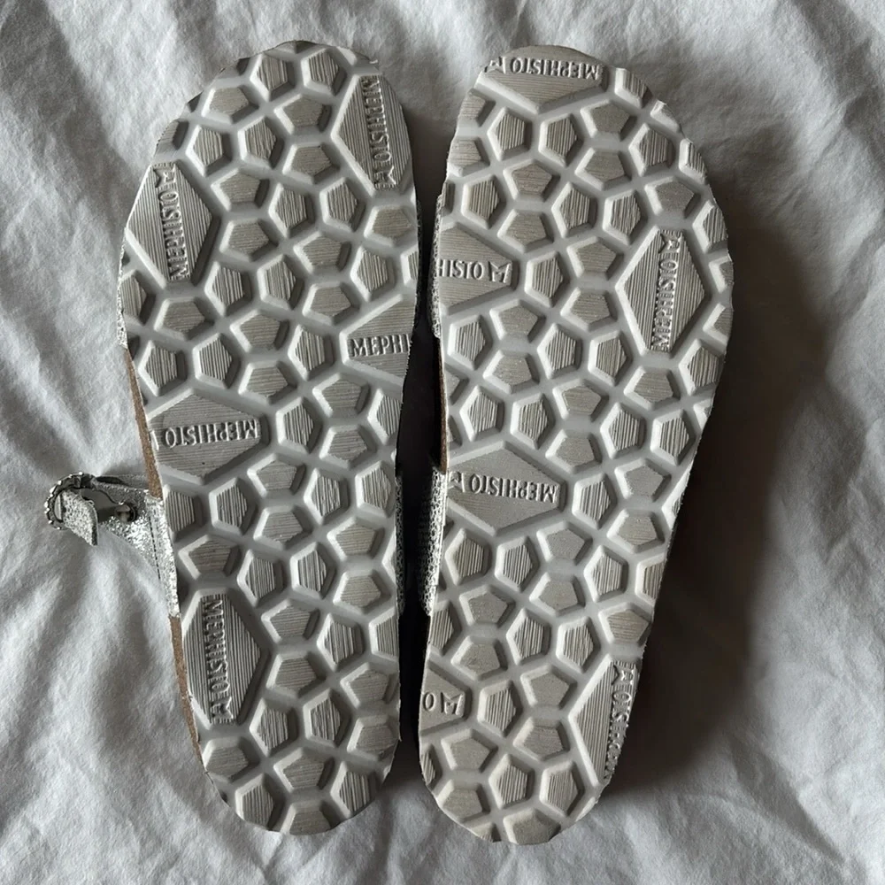 Mephisto Norie Silver Fiore Metallic Leather Sandal, 37 - Picture 6 of 7